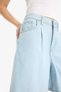 DeFacto 100% Cotton High Waist Soft Jean Bermuda Shorts - Image 5