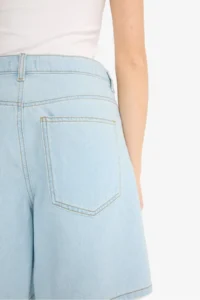DeFacto 100% Cotton High Waist Soft Jean Bermuda Shorts - Image 6