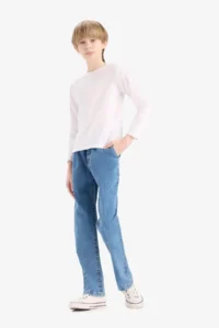 DeFacto Straight Fit Elastic Banded Leg Jean Trousers Boy
