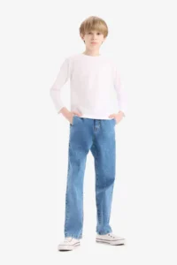 DeFacto Straight Fit Elastic Banded Leg Jean Trousers Boy - Image 2
