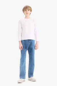 DeFacto Straight Fit Elastic Banded Leg Jean Trousers Boy - Image 3