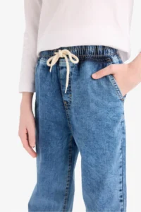 DeFacto Straight Fit Elastic Banded Leg Jean Trousers Boy - Image 5