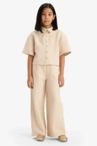 DeFacto Relax Fit Polo Neck Basic Plain Thessaloniki Fabric Short Sleeve Shirt Girl Child - Image 2