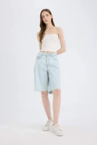 DeFacto Regular Waist Jeans Bermuda Shorts - Image 2