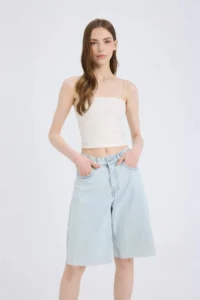 DeFacto Regular Waist Jeans Bermuda Shorts - Image 3