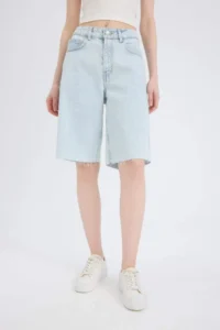 DeFacto Regular Waist Jeans Bermuda Shorts - Image 5
