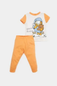 DeFacto 100% Cotton Garfield Printed Combed Cotton Elastic Waist Pajama Set for Baby Boy