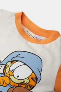DeFacto 100% Cotton Garfield Printed Combed Cotton Elastic Waist Pajama Set for Baby Boy - Image 3