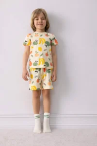 DeFacto Baby Boy Pajama Set Fruit Patterned Short Sleeve Combed Cotton Top Shorts