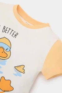 DeFacto Baby Boy Pajama Set Printed Short Sleeve Combed Cotton Top with Elastic Waist Shorts - Image 3