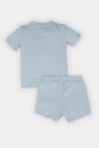 DeFacto Baby Boy Pajama Set Printed Short Sleeve Combed Cotton Top with Elastic Waist Shorts - Image 4