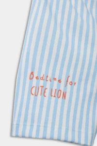 DeFacto Baby Boy Pajama Set Striped Lion Printed Short Sleeve Combed Cotton Top with Elastic Waist Shorts - Image 8