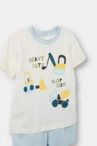 DeFacto 100% Cotton Vehicle Printed Elastic Waist 4-Piece Pajama Set for Baby Boy - Image 4