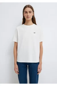 Mavi Logo Printed Ecru Women T-Shirt m1613407-70057 - Image 4