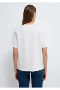 Mavi Logo Printed Ecru Women T-Shirt m1613407-70057 - Image 6