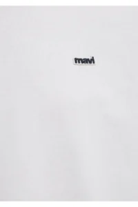 Mavi Logo Printed Ecru Women T-Shirt m1613407-70057 - Image 8