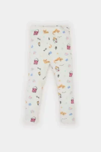 DeFacto Pajama Set Patterned Short Sleeve Ribbed Camisole Top with Elastic Waist Long Bottom for Baby Girl - Image 3