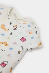 DeFacto Pajama Set Patterned Short Sleeve Ribbed Camisole Top with Elastic Waist Long Bottom for Baby Girl - Image 4