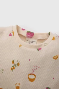 DeFacto Pajama Set Fruit Printed Ribbed Camisole Short Sleeve Top with Elastic Waist Long Bottom for Baby Girl E1544A5 - Image 5