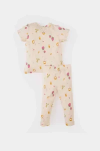 DeFacto Pajama Set Fruit Printed Ribbed Camisole Short Sleeve Top with Elastic Waist Long Bottom for Baby Girl E1544A5 - Image 6