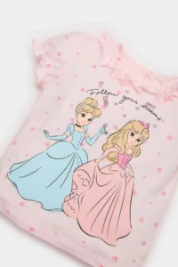DeFacto 100% Cotton Disney Princess Pajamas Set for Baby Girl - Image 4