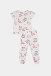 DeFacto 100% Cotton Dinosaur Printed Pajama Set Baby Girl - Image 6