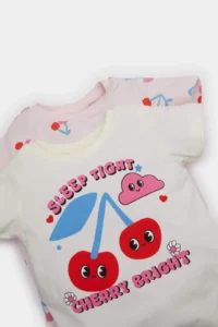 DeFacto 100% Cotton Fruit Patterned Elastic Waist 4-Piece Pajama Set for Baby Girl - Image 4