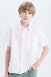 DeFacto Oversize Wide Fit Polo Collar Parachute Short Sleeve Shirt Boy - Image 5