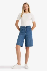 DeFacto High Waist Jeans Blue Women Capri E1615AX/NM28