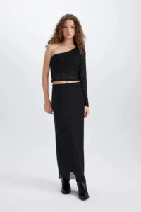 DeFacto A Cut High Waist Tulle Maxi Skirt - Image 2
