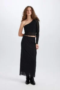 DeFacto A Cut High Waist Tulle Maxi Skirt - Image 3