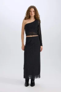 DeFacto A Cut High Waist Tulle Maxi Skirt - Image 4
