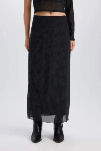 DeFacto A Cut High Waist Tulle Maxi Skirt - Image 5