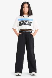 DeFacto Wide Leg Wide Leg Cotton Trousers Girl - Image 3