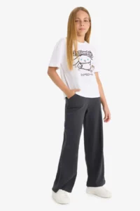 DeFacto Girl's Elastic Waist Wide Leg Sweatpants - Image 6