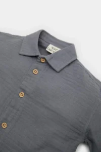DeFacto Woven Labeled Muslin Long Sleeve Shirt Baby Boy - Image 2