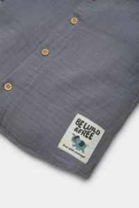 DeFacto Woven Labeled Muslin Long Sleeve Shirt Baby Boy - Image 3