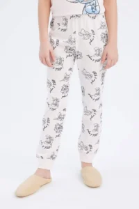 DeFacto Disney Lilo & Stitch 100% Cotton Printed Elastic Waist Pajama Set Girl Child - Image 5
