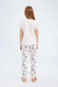 DeFacto Disney Lilo & Stitch 100% Cotton Printed Elastic Waist Pajama Set Girl Child - Image 6