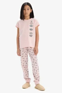 DeFacto Looney Tunes Pajama Set Short Sleeve Top with Elastic Waist Long Bottom Girl Child - Image 2
