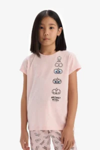 DeFacto Looney Tunes Pajama Set Short Sleeve Top with Elastic Waist Long Bottom Girl Child - Image 3