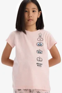 DeFacto Looney Tunes Pajama Set Short Sleeve Top with Elastic Waist Long Bottom Girl Child - Image 4