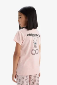 DeFacto Looney Tunes Pajama Set Short Sleeve Top with Elastic Waist Long Bottom Girl Child - Image 8