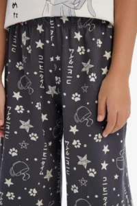 DeFacto 100% Cotton Anime Printed Elastic Waist Pajama Set Girl Child - Image 6