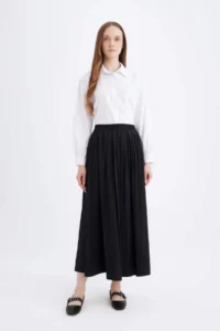 DeFacto A Cut Normal Waist Basic Straight Flared Maxi Skirt - Image 2
