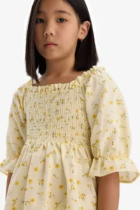 DeFacto Patterned Cotton Short Sleeve Summer Dress Girl - Image 5