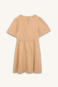 DeFacto Standard Fit V-Neck Gabardine Short Sleeve Dress Girls - Image 7
