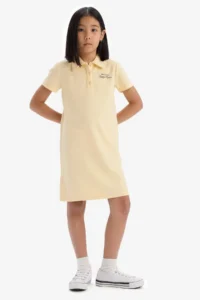 DeFacto Polo Neck Printed Short Sleeve Summer Dress Girl