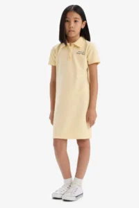 DeFacto Polo Neck Printed Short Sleeve Summer Dress Girl - Image 2