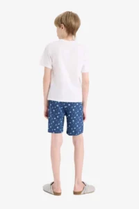 DeFacto Boy's Pajama Set Printed Short Sleeve Top Patterned Shorts - Image 6